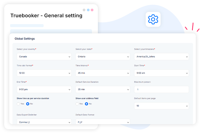 Truebooker booking appointments general setting