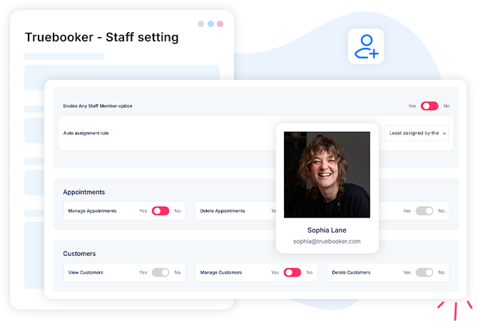 Truebooker staff member setting